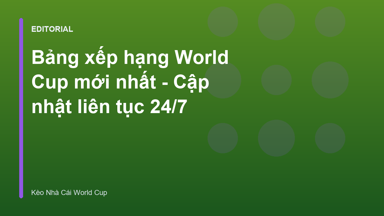Bảng xếp hạng World Cup mới nhất
